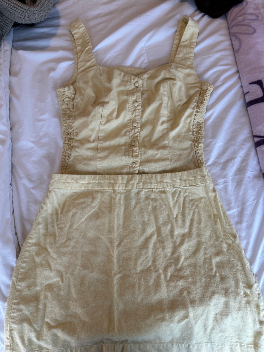 Old Navy Light Yellow Button-Front Mini Dress